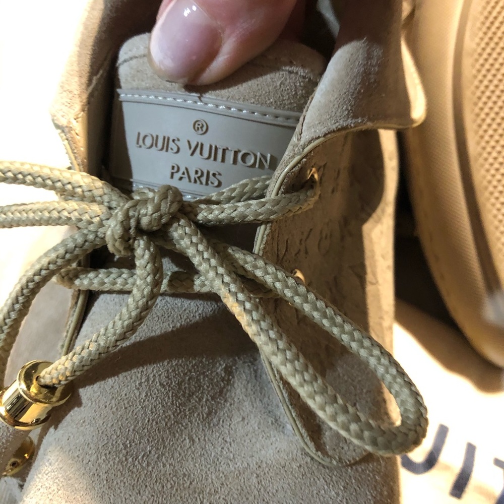 Louis Vuitton Tan suede high top sneakers